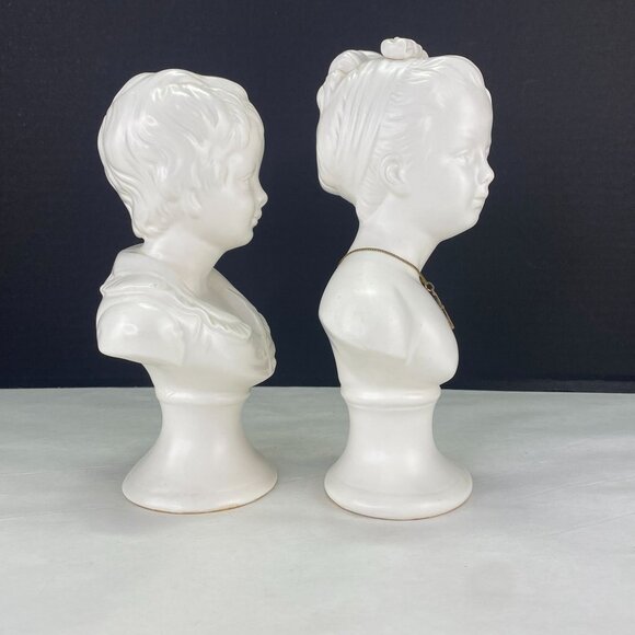 Vintage Napco Napcoware Bust Girl and Boy Statuettes - Picture 7 of 10